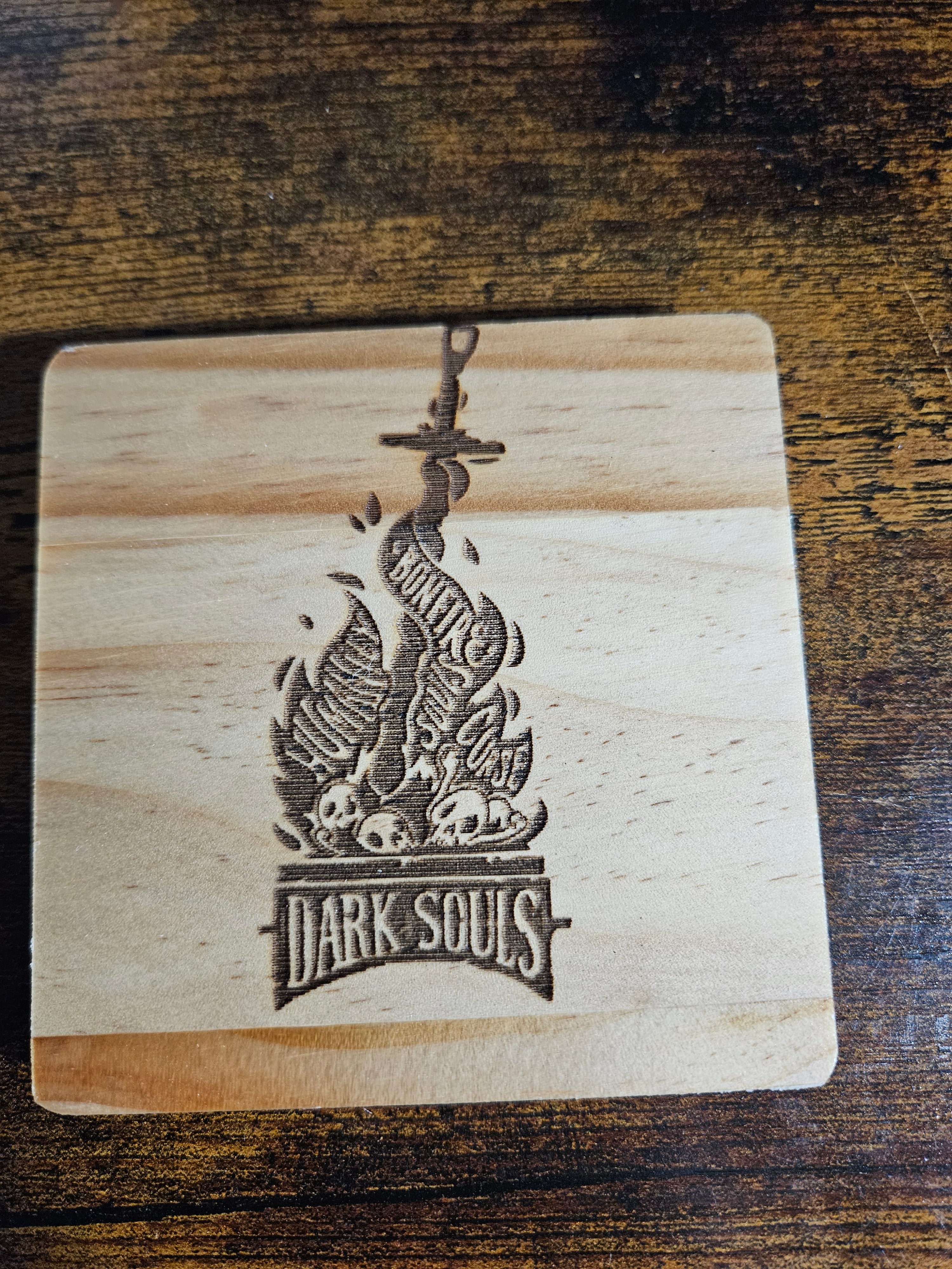 Dark Souls wood coaster w/no scratch feet