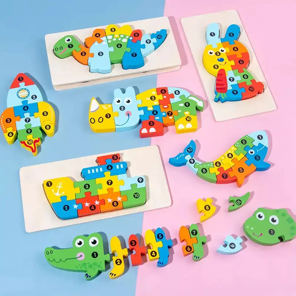 Montessori Jigsaw Wooden Puzzles Kids Toy- Assorted